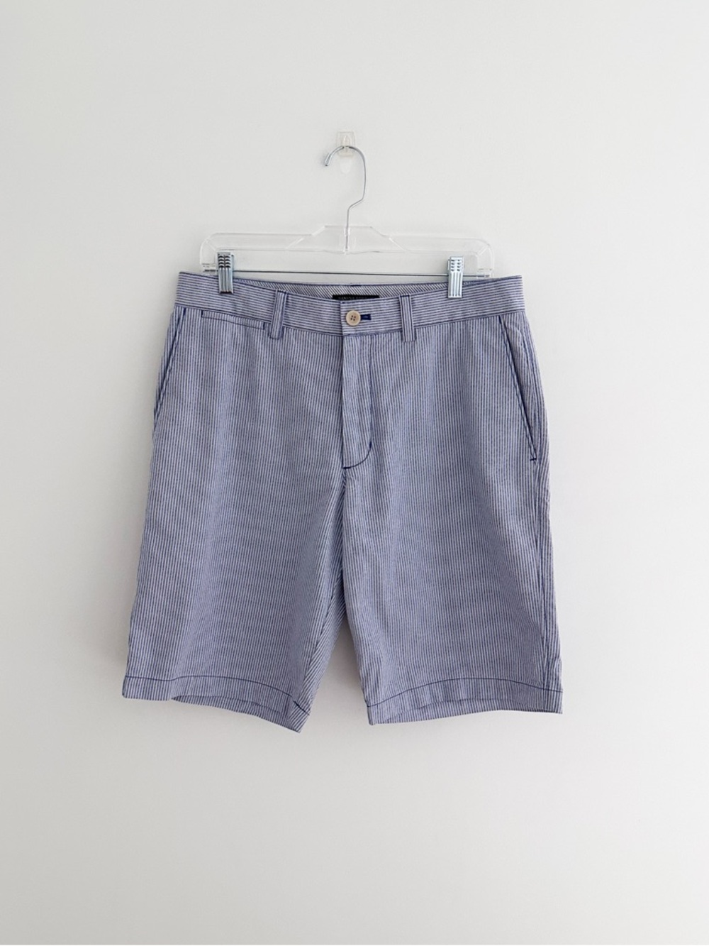 Banana Republic Aiden Shorts Blue White Stripe Tailored Summer Shorts Size 32